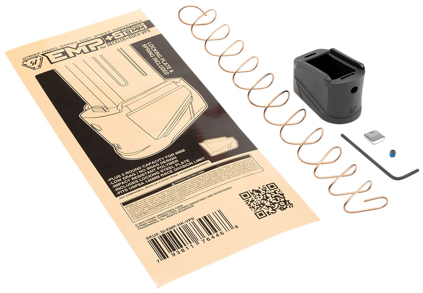 Strike Industries EMPHKVP9 Enhanced Magazine Plate Extended +5rd 9mm Luger