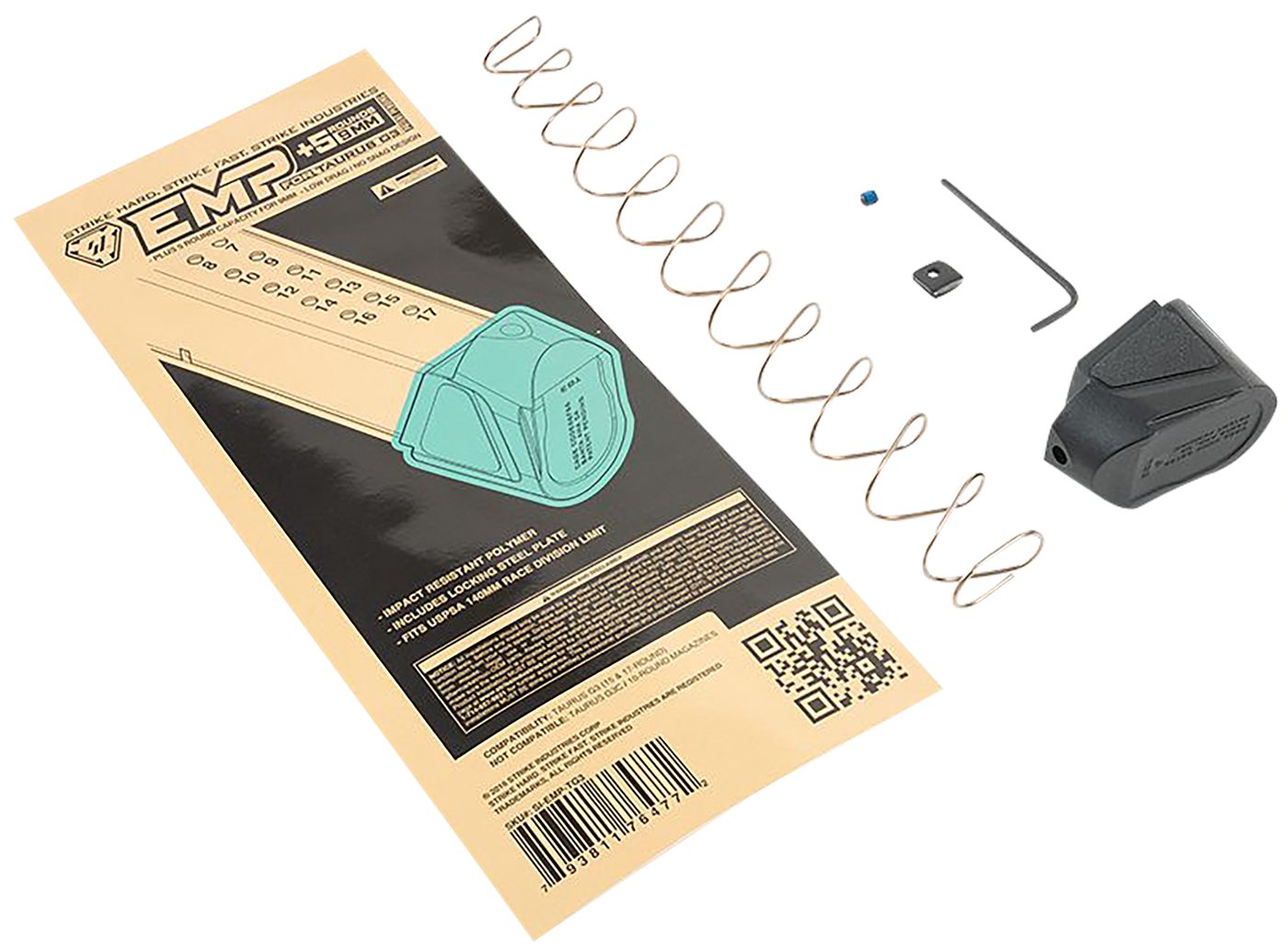Strike Industries EMPTG3 Enhanced Magazine Plate Extended +5rd 9mm Luger Bl