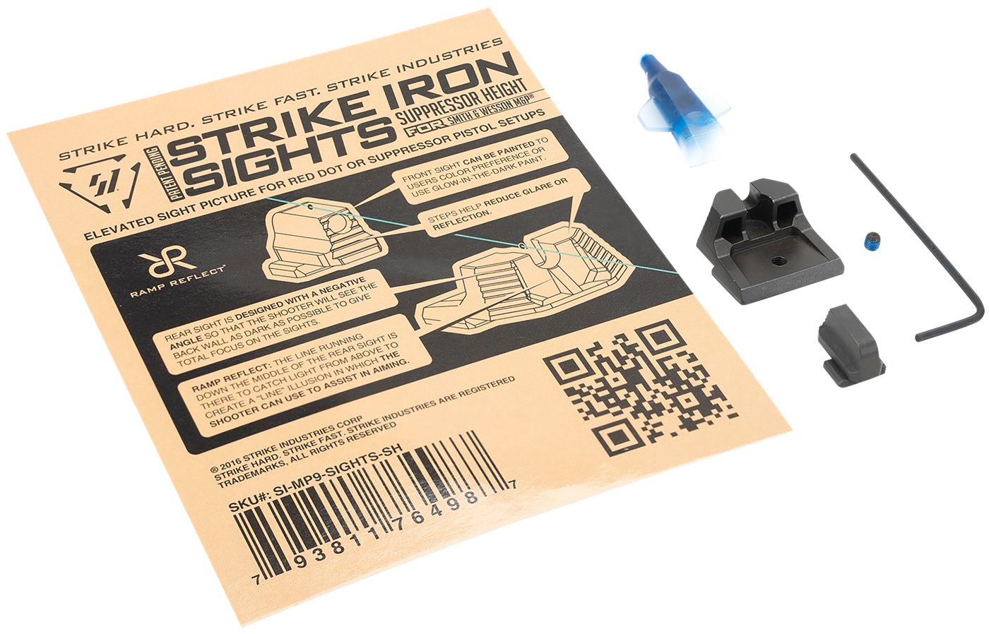 Strike Industries MP9SIGHTSSH Iron Sights Black/Blank Front Rear Smith Wess
