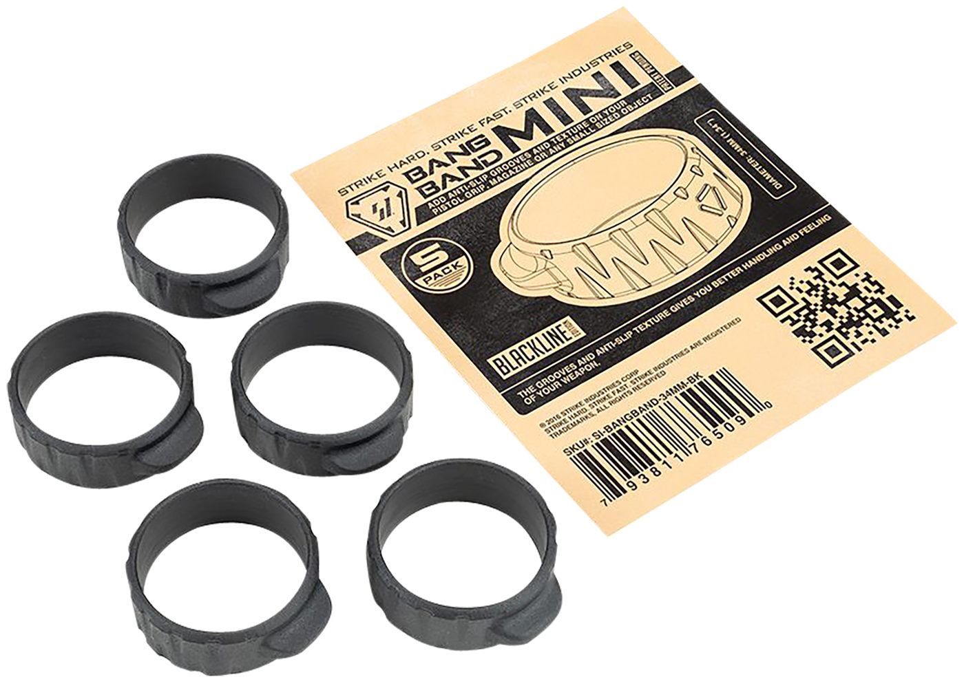 Strike Industries BANGBAND34MMBK Band Mini 34mm Made of Black Rubber 5 Pack