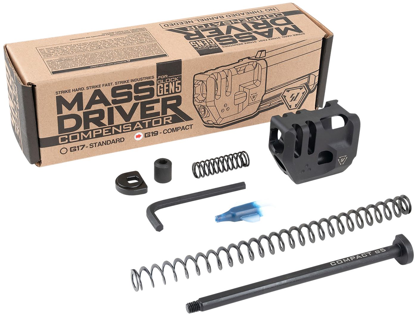 Strike Industries G5MDCOMPC Mass Driver Compensator Black for Glock 19 Gen