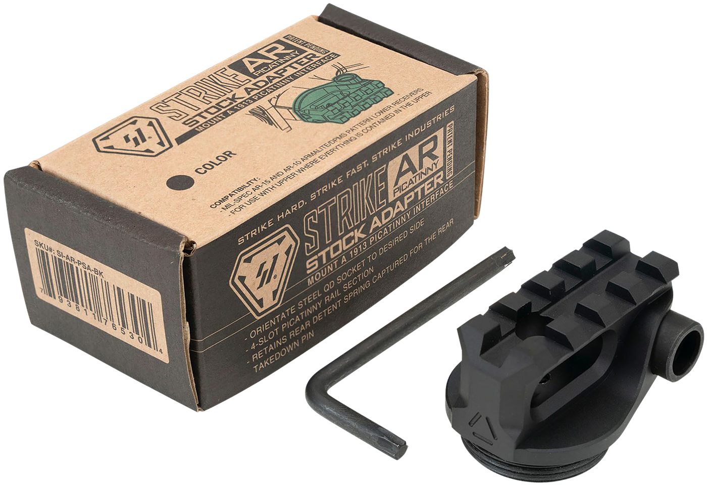 Strike Industries Arpsabk Picatinny Stock Adapter Black Anodized for AR-Pla