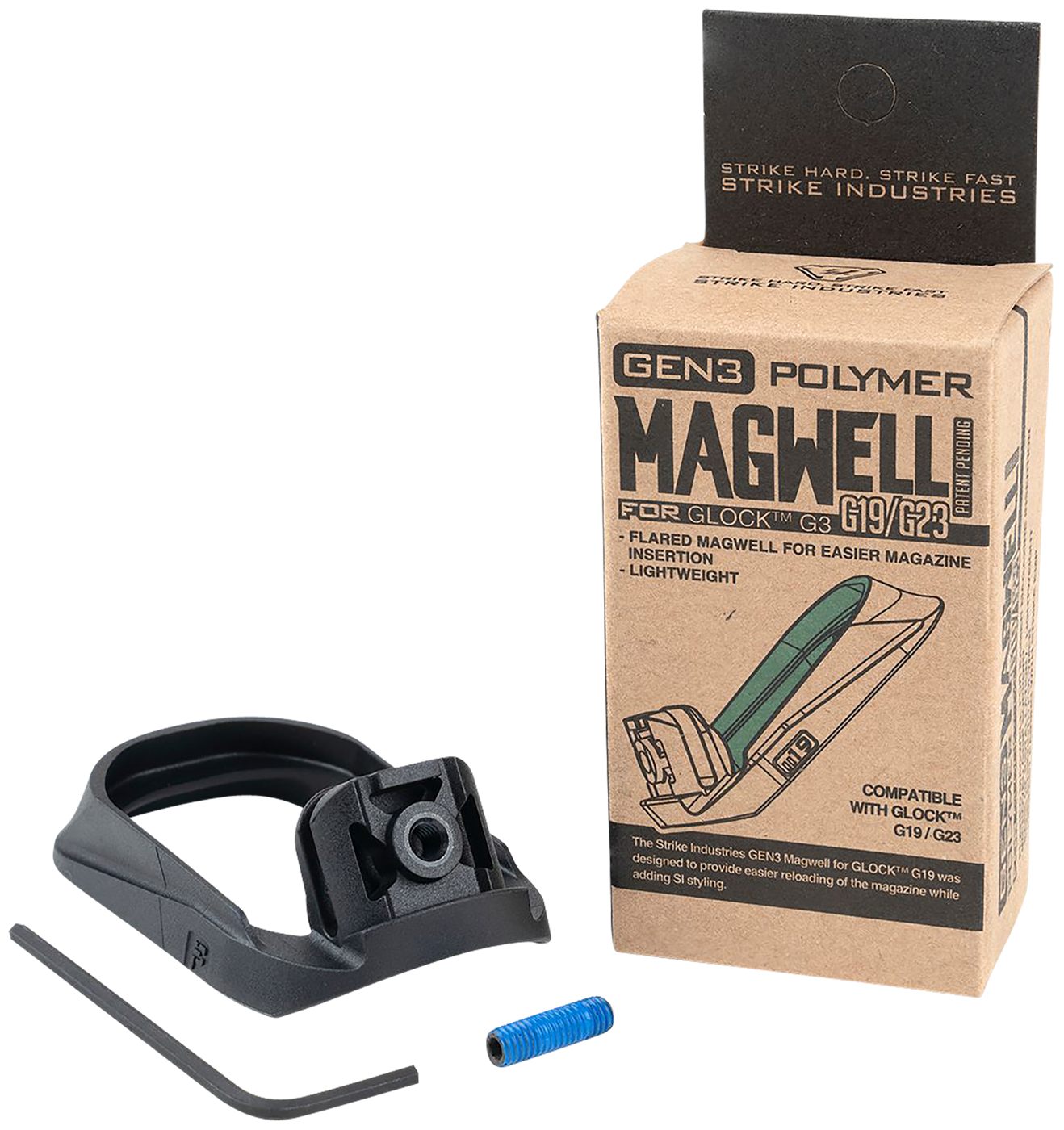 Strike Industries G3MAGWELL19 Flared Magwell Black Polymer for Gen 3 Glock