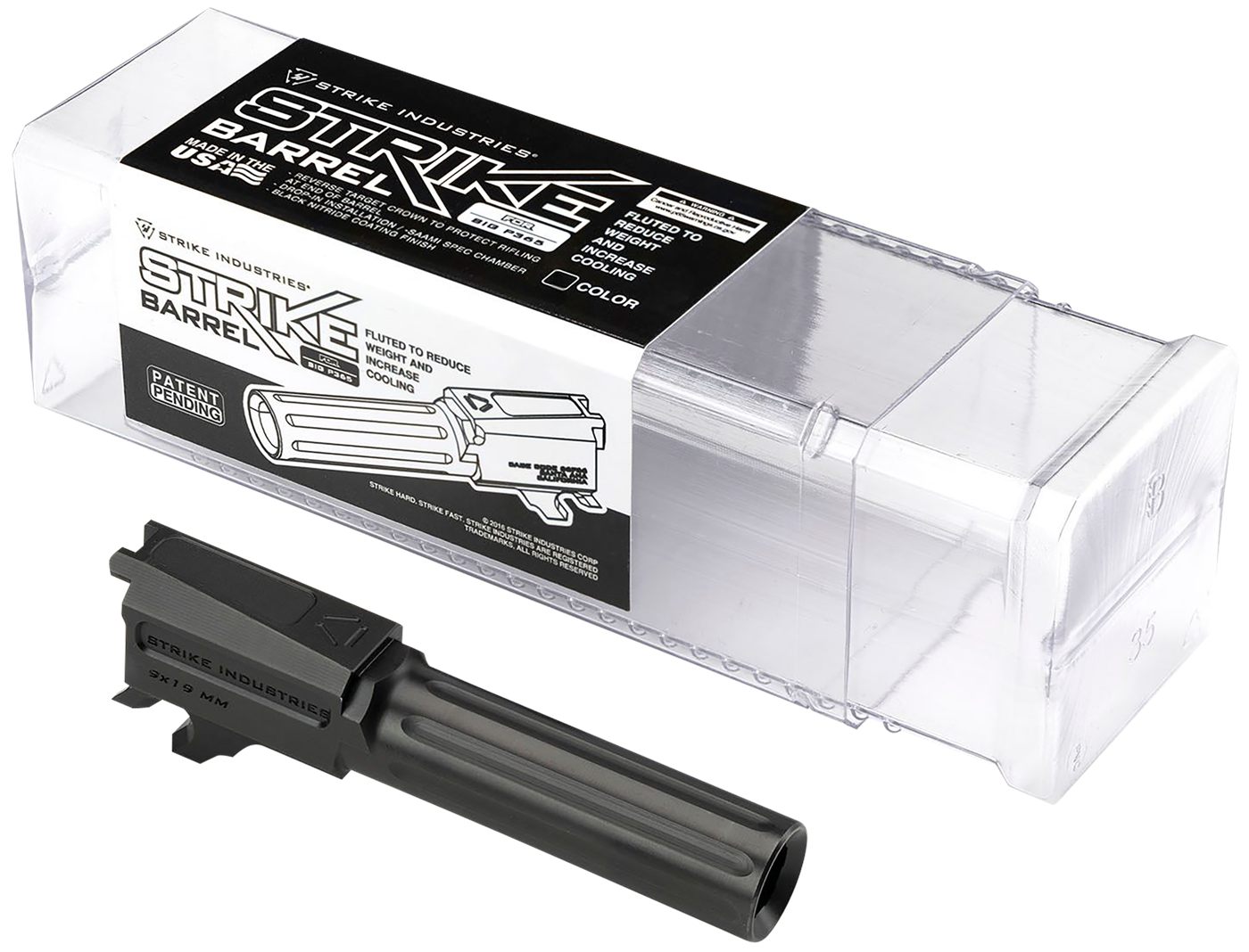 Strike Industries P365BARREL 9mm Luger 3.10in Fluted Black Nitride Steel, F