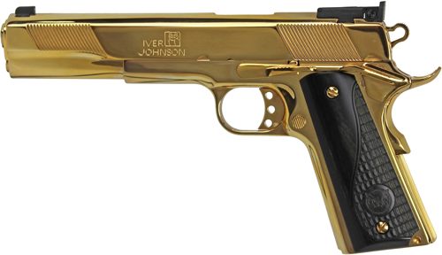 Iver Johnson Eagle XL 10MM 6in 24K Gold Black Wood