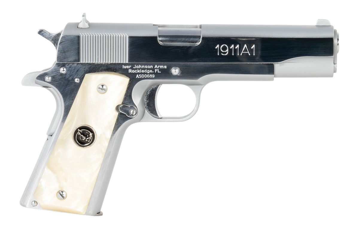 Iver Johnson Arms 1911A138CHRWP 1911 38 Super 8+1 5in Stainless Steel Barre