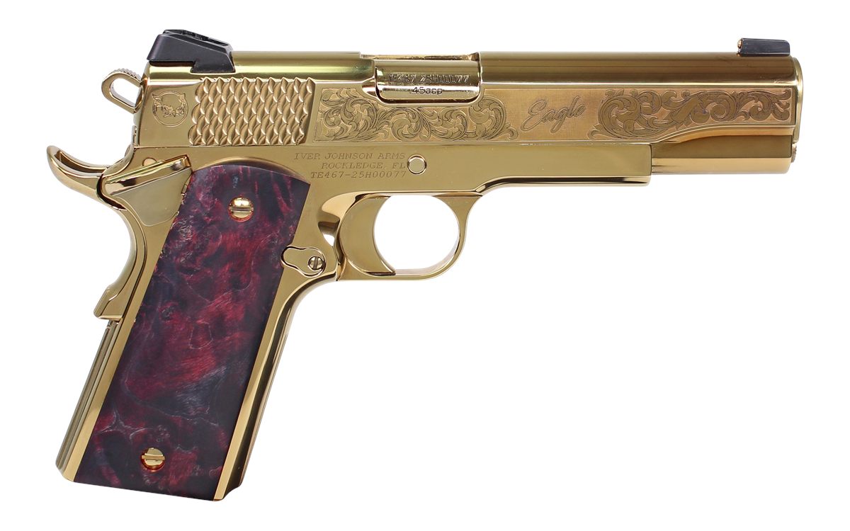 Iver Johnson Arms Eagle Noble WP 1911 45acp 8rd Gold/ex. Wood