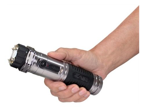 Zap Light Stun Gun/Flashlight Range of Contact Silver view 2