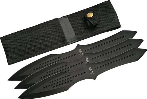 Szco Rite Edge 9.75in Throwing Knife Black 3PC SET W/Sheath