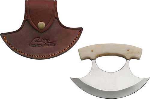 Szco Rite Edge 6in Bone Handle ULU W/Leather Sheath