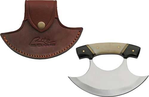 Szco Rite Edge 6in Horn Bone Handle ULU W/Leather Sheath