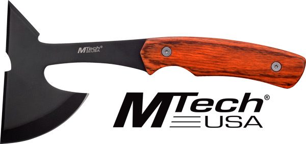 Master Cutlery MC Mtech 9in Tomahawk W/Sheath 3in Black Blade Pakkawood Hnd