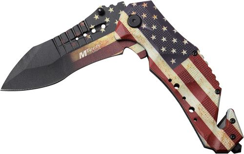 Master Cutlery MC Mtech 3.75in Drop Point Folder W/Cutter US Flag/SS