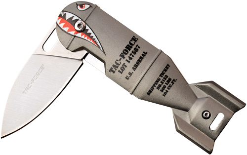 Master Cutlery MC TAC-Force 2.25in Drop Point Folder Grey Shark Bomb/SS