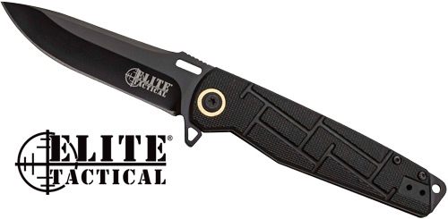 Master Cutlery MC Elite Tactical Readiness 3.5in Drop Point Fldr BLK/BLK