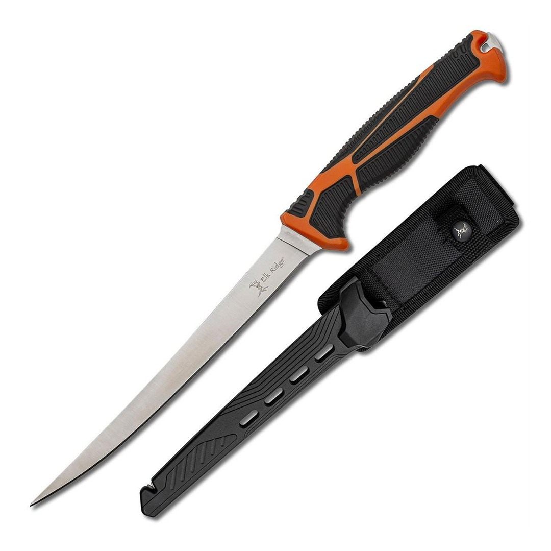 Master Cutlery Elk Ridge Trek Fixed Knife 7in Fillet Blade Orange and Black