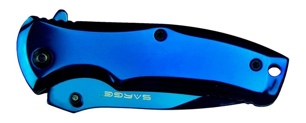 Sarge Knives Phase Folding Knife 2-1/2in Drop Point Blade Blue Tin