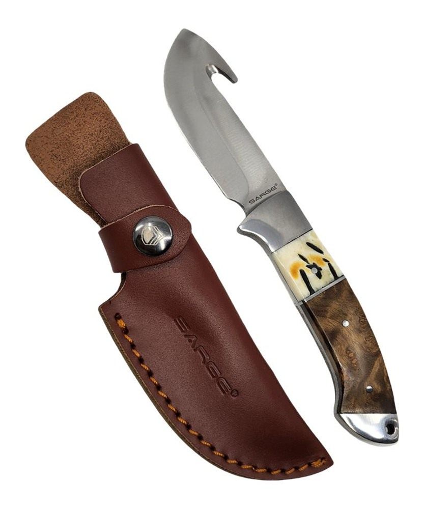 Sarge knives SK-912 Wood and Stag Gut Hook Fixed Blade Knife with 3-1/2-Inc view 2