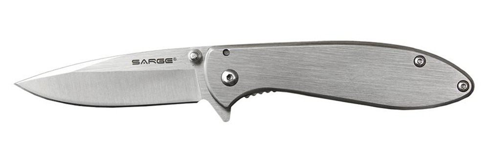 Sarge Knives Hawk Swift Assist Folder Knife 3-1/8in Clip Point Blade Chrome view 2