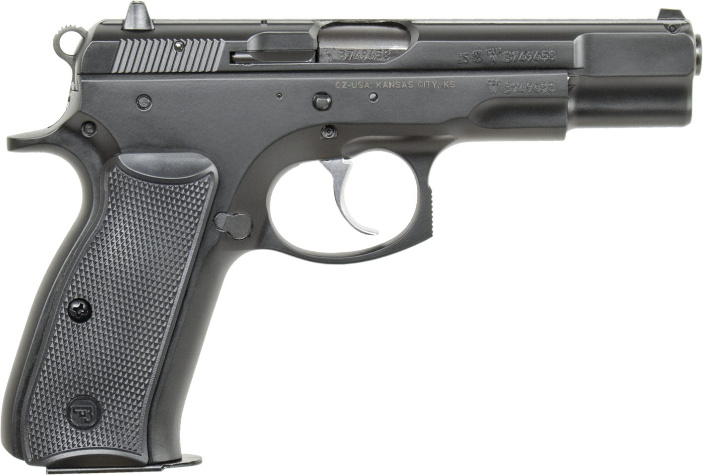 CZ USA 01102 75 B 9mm Luger 10+1 4.60in Black Steel Barrel, Serrated Slide