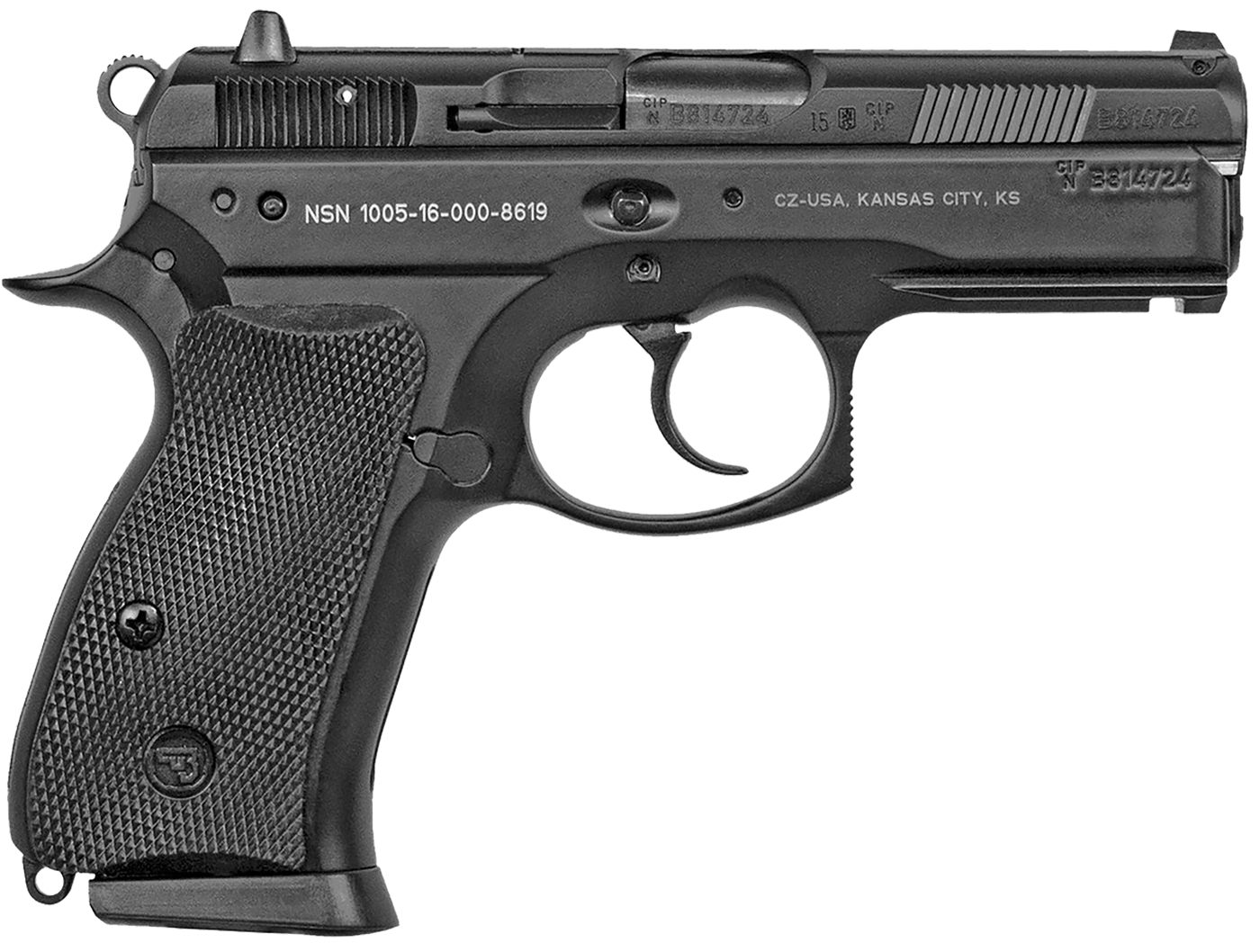 CZ USA 01199 P-01 Compact 9mm Luger 10+1, 3.75in Blued Steel Barrel, Black