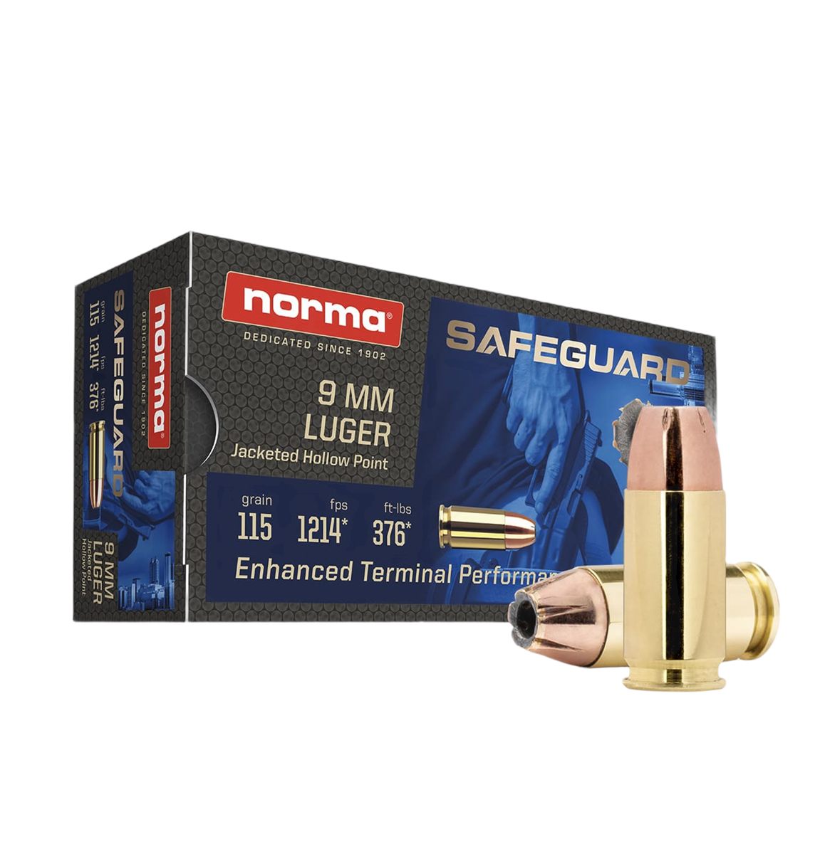 Norma Ammunition 610540050 Safeguard 9mmLuger 115gr Jacketed Hollow Point 5