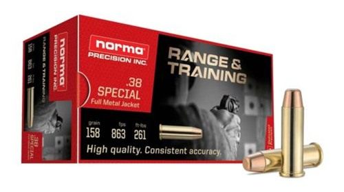 Norma Ammunition Range Training Rifle .38 Spl 158gr FMJ 863 fps 50/ct
