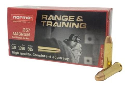 Norma Ammunition Range Training Handgun .357 Magnum 158gr FMJ 1296 fps 50/r view 2