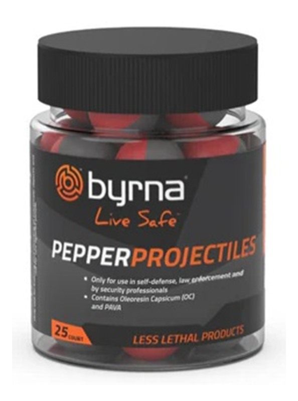 Byrna Technologies Pepper Projectiles 25 Count TUB .68 CAL view 2