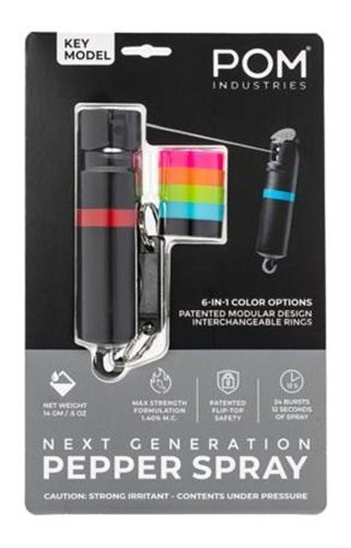 POM Pepper Spray Black Keychain 6 in 1 .05oz