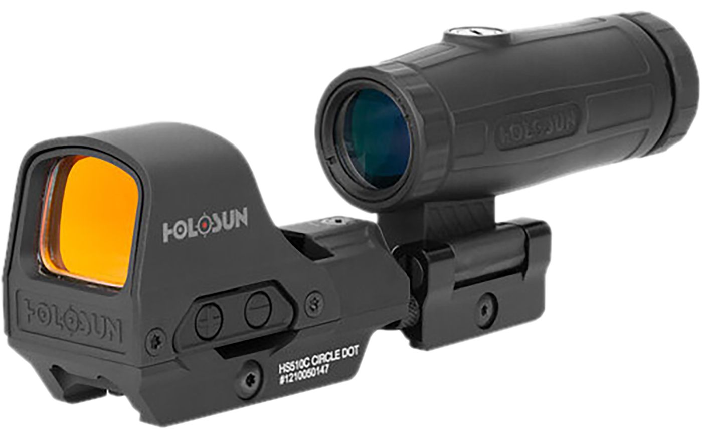 Holosun Technologies HE510C-GR/HM3X Black 1x/3x 0.91x1.26in 2 MOA/65 2 Gree