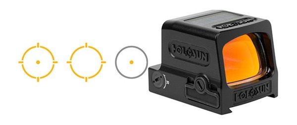 Holosun Technologies 509 Enclosed Gold Mlti Reticle Solar Titanium Pistol view 2