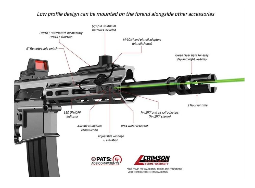 Crimson Trace Rail Master Modular Tactical Laser MTL Green Long Gun