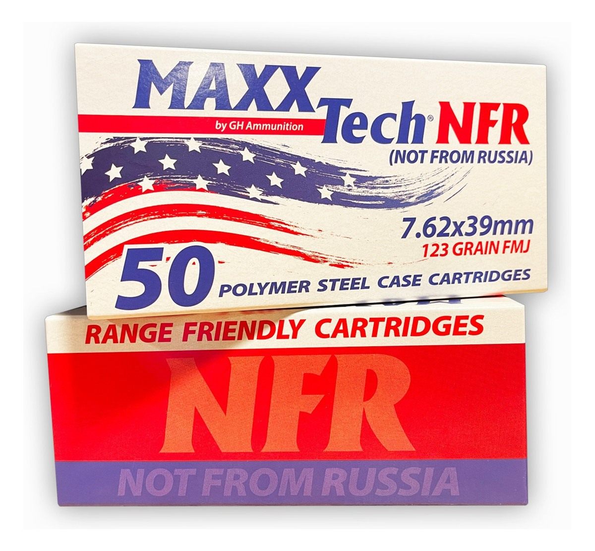 Maxxtech NFR Steel Case Rifle Ammunition 7.62x39mm 123gr FMJ Boxer Primed 2