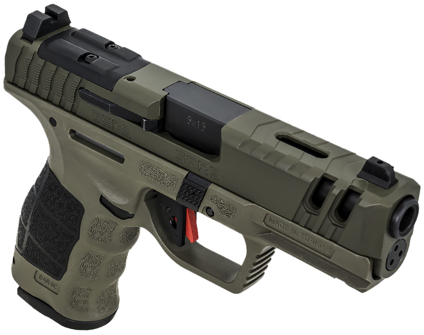 SAR USA C Gen3 Compact 9mm Luger 15+1 4in Black Steel Barrel, OD Green Cera