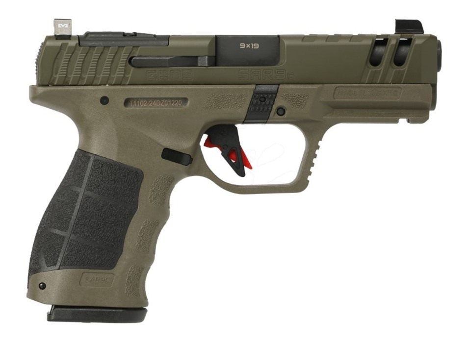 SAR USA C Gen3 Compact 9mm Luger 15+1 4in Black Steel Barrel, OD Green Cera view 2
