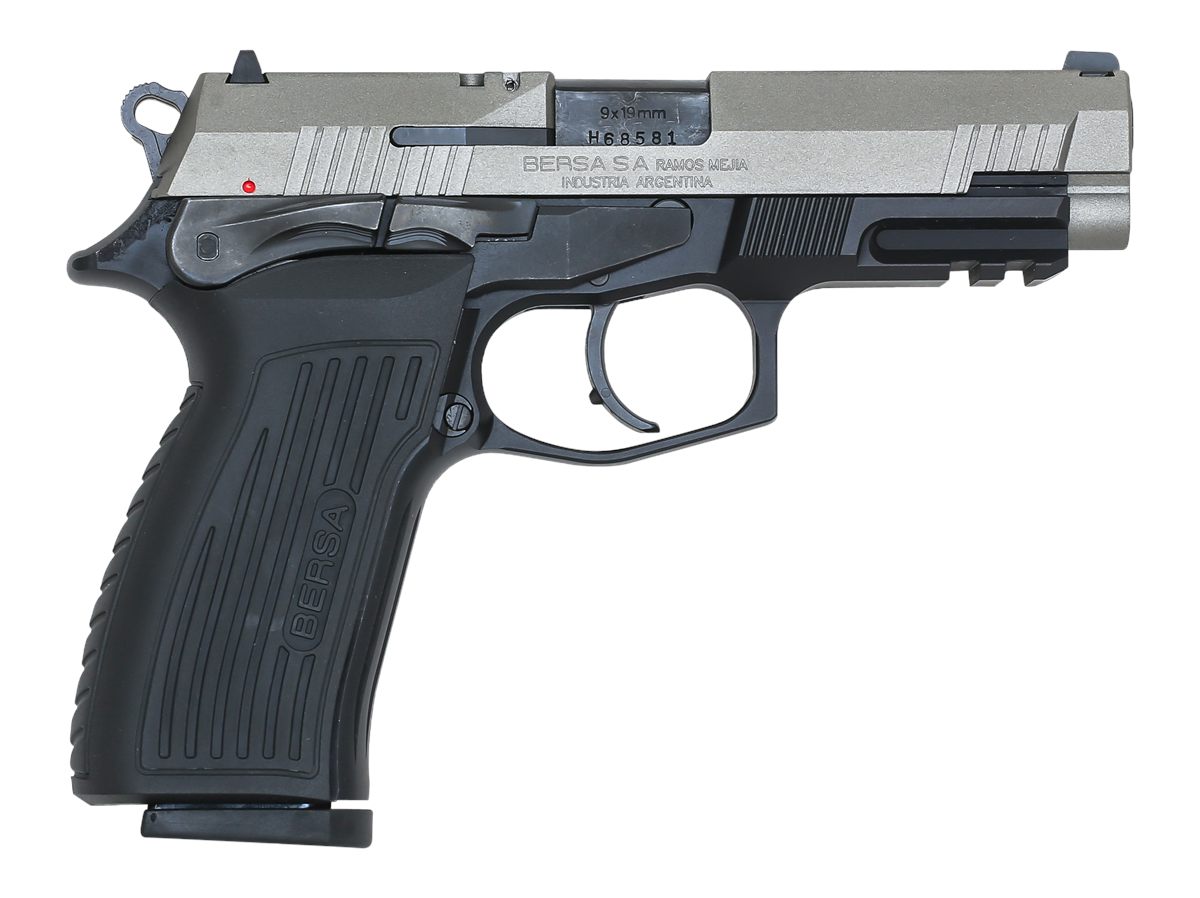 Bersa TPR9DT Full Size 9mm Luger 17+1, 4.30in Black Steel Barrel, Nickel Ce