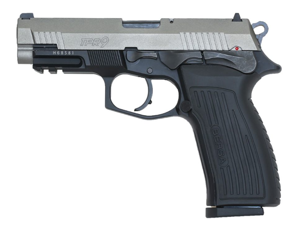 Bersa TPR9DT Full Size 9mm Luger 17+1, 4.30in Black Steel Barrel, Nickel Ce view 3