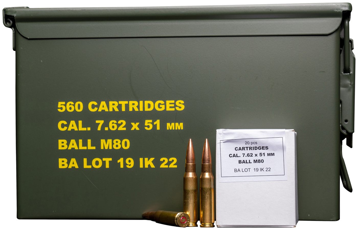Global Ordnance Igman M80 Rifle Ammunition 7.62x51 147gr FMJ 2735 fps 1120/
