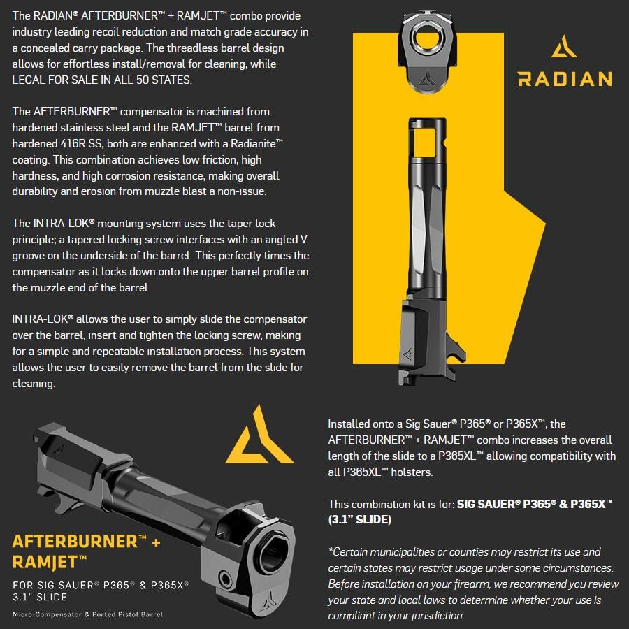 Radian Weapons Afterburner Compensator and Ramjet Barrel Combo for Sig P365 view 2