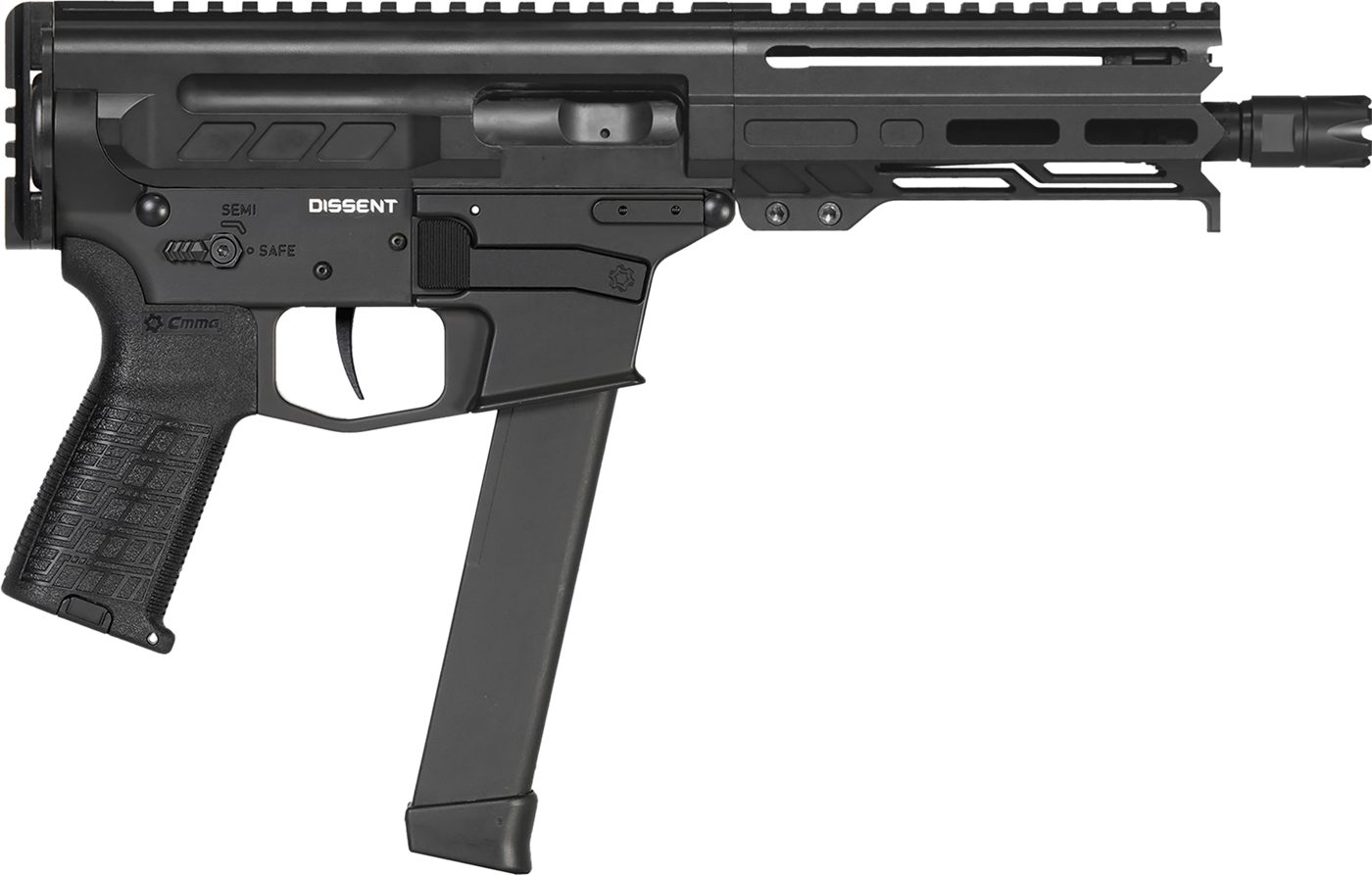 CMMG 99A68A2AB Dissent Mkgs 9mm Luger 33+1 6.50in, Black, Picatinny Brace A