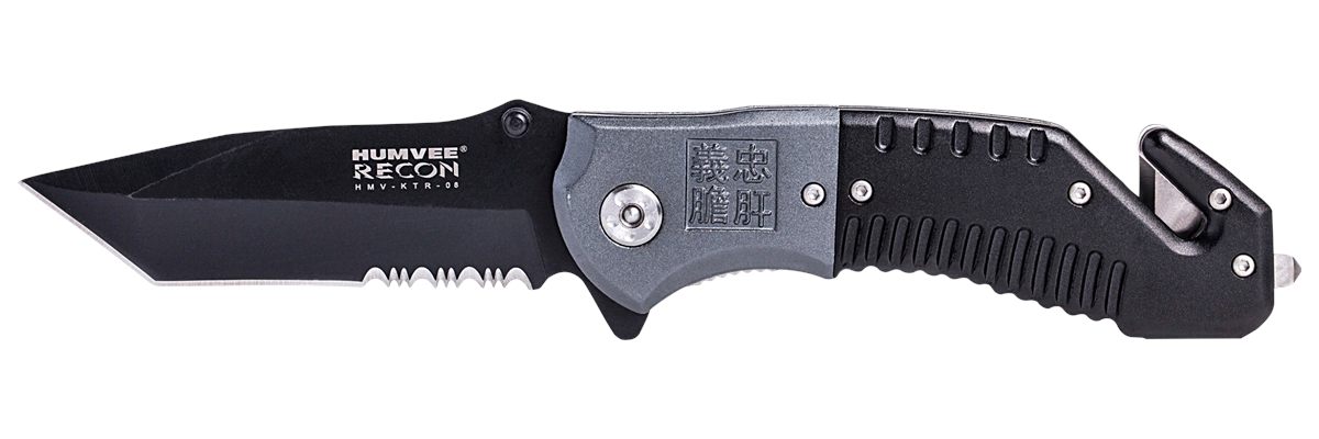 Camp Humvee Adventure Gear HMVKTR08 Recon Folding Plain/Serrated Black Stai