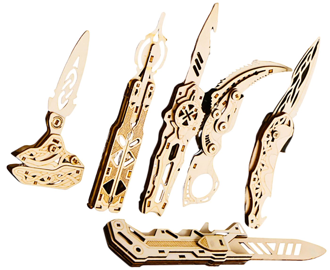 Caliber Gourmet Camp CBG-PZ-03K Wood Puzzles Knives SET OF 6