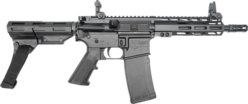 ATI Milsport 300BLK Pistol 8.5in Barrel, 7in MLOK, Flip UP Sights, Brace, 1 view 2