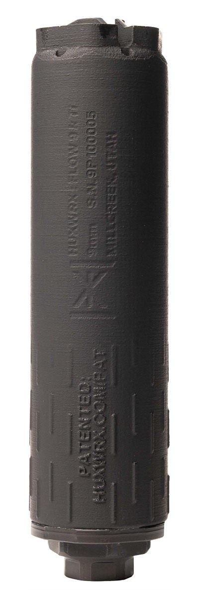 Huxwrx Safety FLow 9K TI Suppressor 9mm Luger 1/2x28 Thread Black
