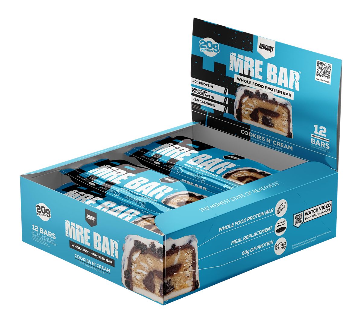 Redcon1 RC1MREBCC12 MRE Protein Bar Cookies N Cream 12 Pack