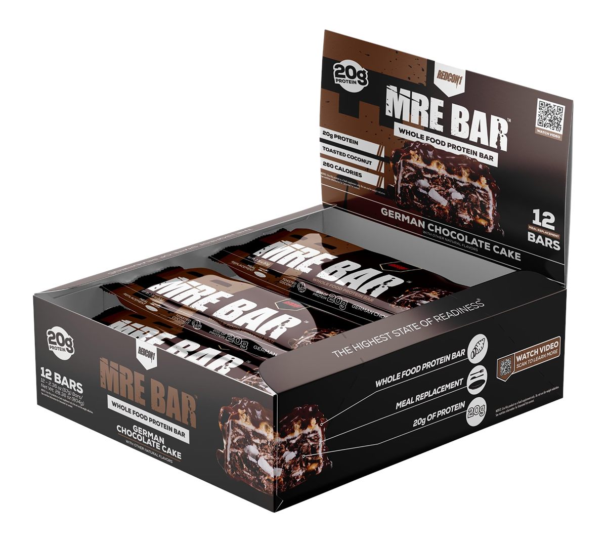Redcon1 RC1MREBGCC12 MRE Protein Bar German Chocolate Cake 12 Pack