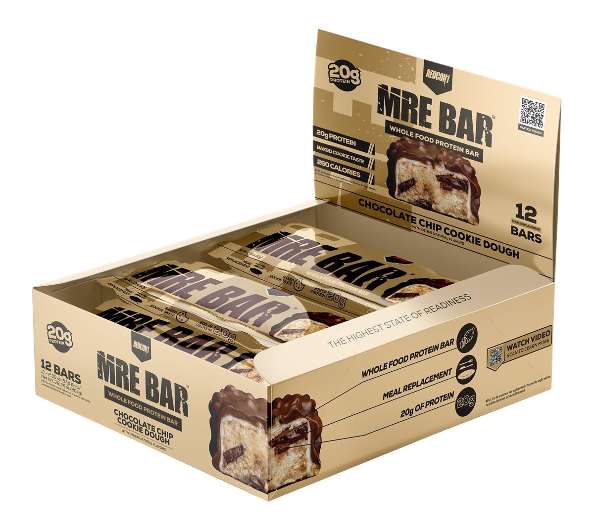 Redcon1 RC1MREBCCCD12 MRE Protein Bar Cookie Dough 12 Pack