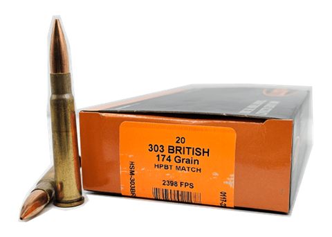 Hsm Ammunition 303 British 174GR HPBT Match 20RD BOX 20 PER Case