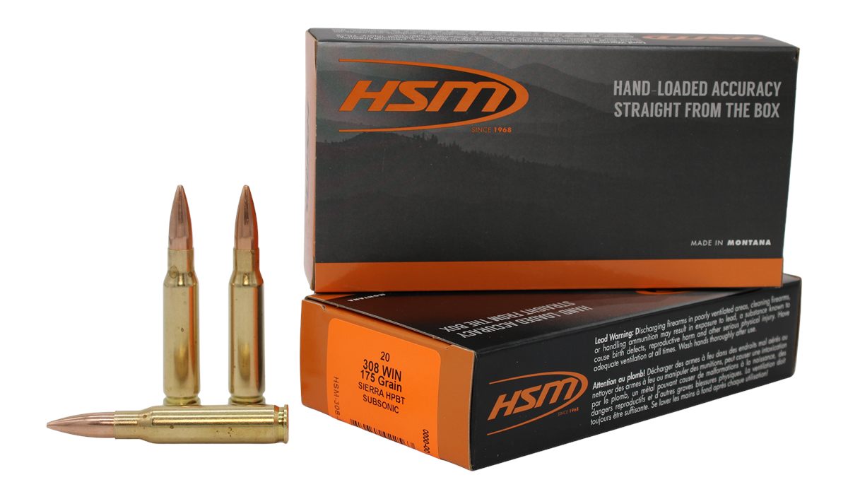 HSM 3085N Match Subsonic 308 Win 175gr Hollow Point Boat Tail 20 Per Box/25 view 2